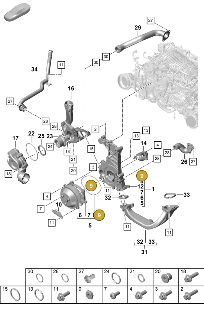 0PB121017A — Porsche Boxster Spyder (2019-2020) diagram p55105000, position 9