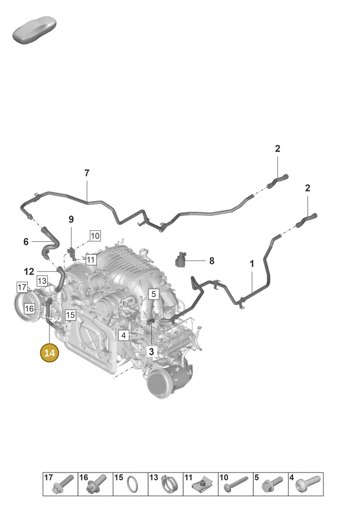 0PB121400D — Porsche 911 (2021-2022) diagram p59105500, position 14