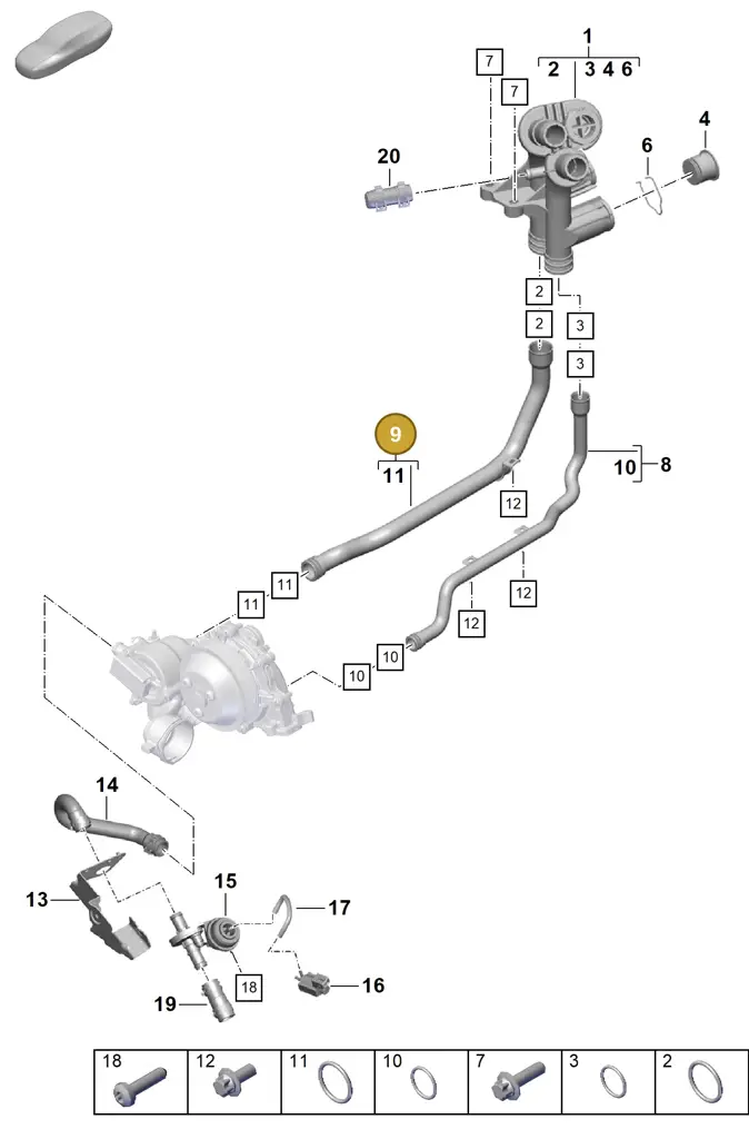0PB121469A — Porsche Boxster Spyder (2019-2020) diagram p55105060, position 9