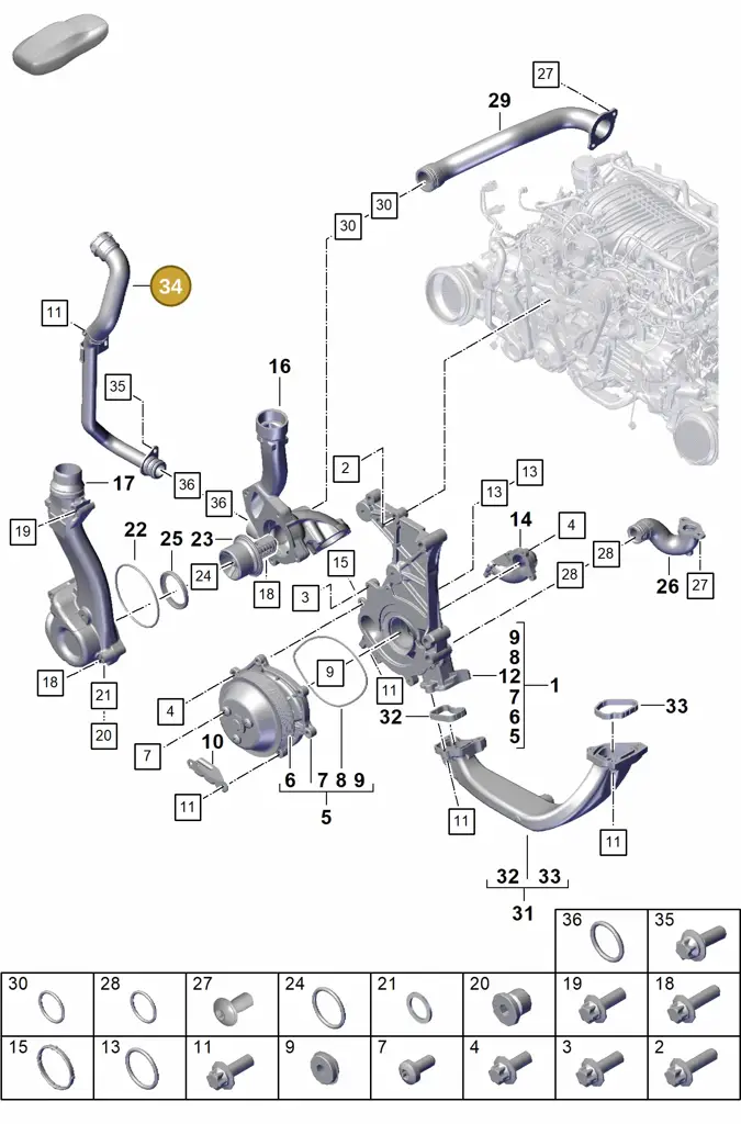 0PB121507A — Porsche 911 (2021-2022) diagram p59105000, position 34