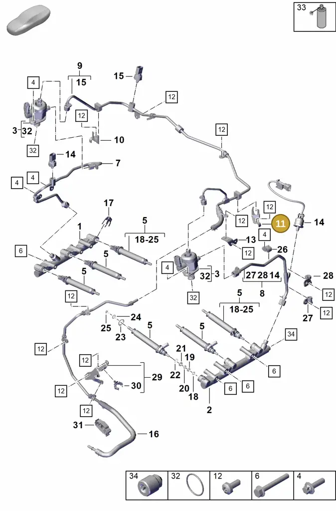 0PB127234 — Porsche Boxster Spyder (2019-2020) diagram p55107000, position 11