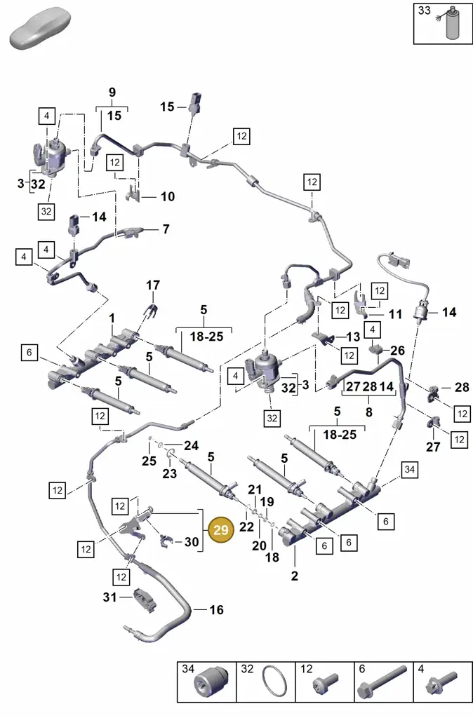 0PB127412A — Porsche Boxster Spyder (2019-2020) diagram p55107000, position 29