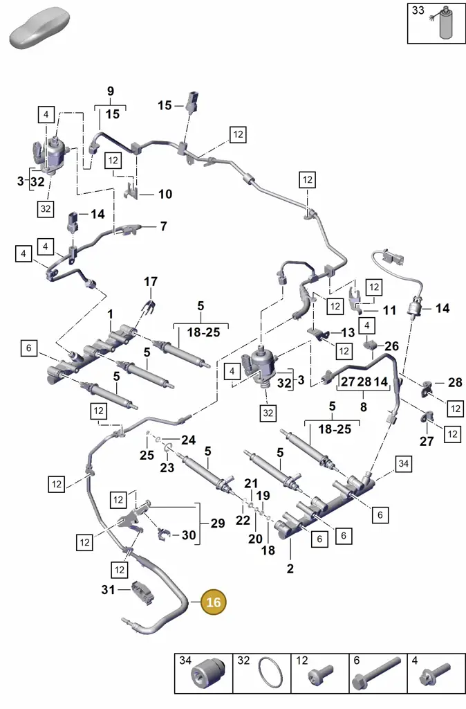 0PB127505D — Porsche Boxster Spyder (2019-2020) diagram p55107000, position 16
