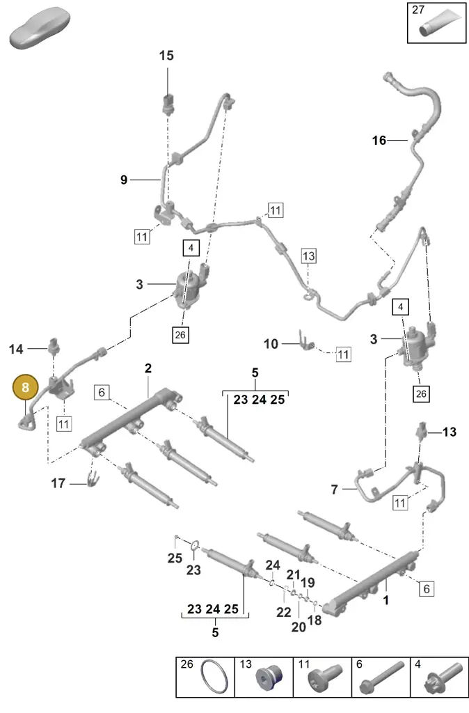 0PB127509A — Porsche 911 (2020-2022) diagram p53107000, position 8