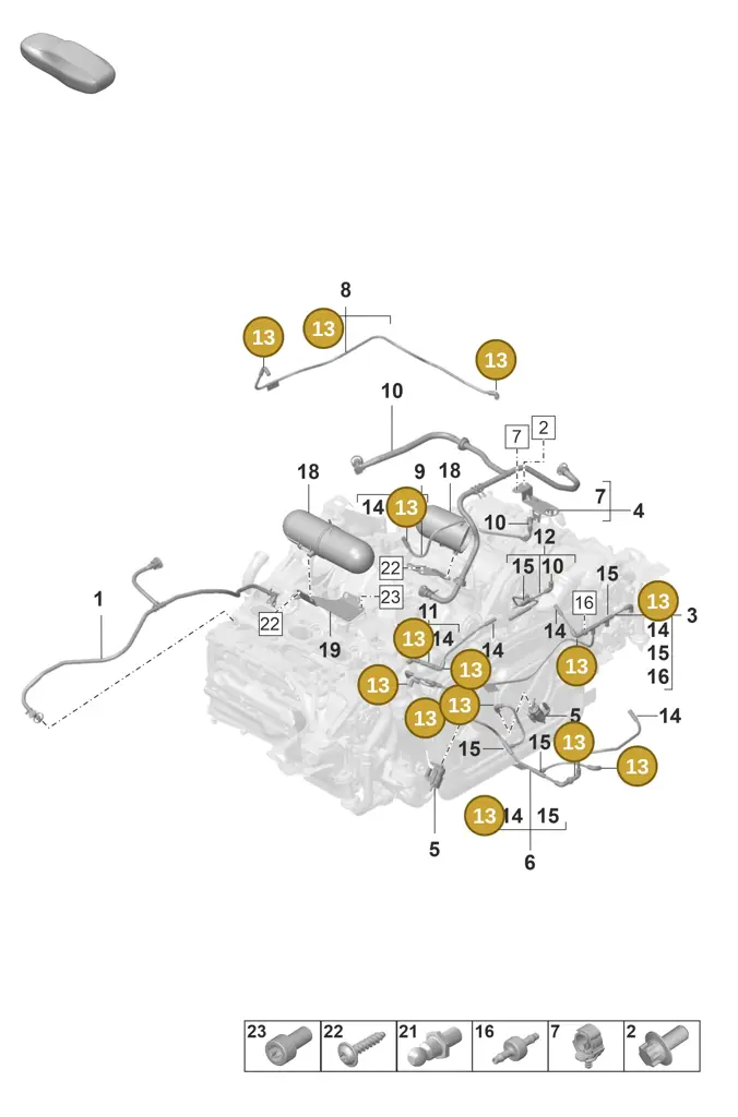 0PB129773A — Porsche 911 (2021-2022) diagram p59107400, position 13