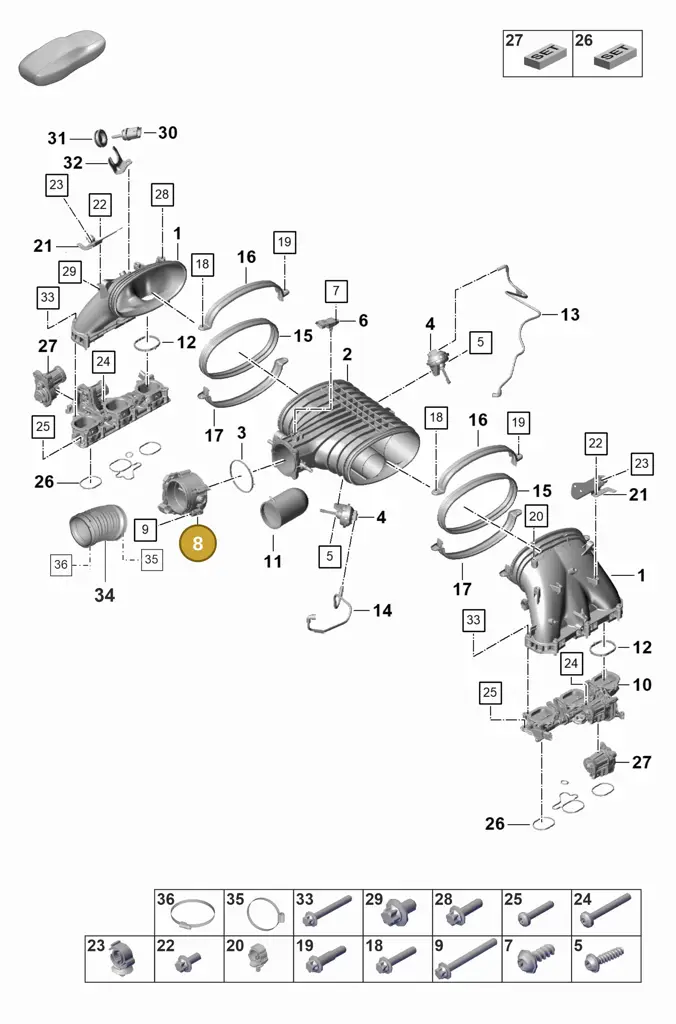 0PB133062D — Porsche 911 (2021-2022) diagram p59107100, position 8