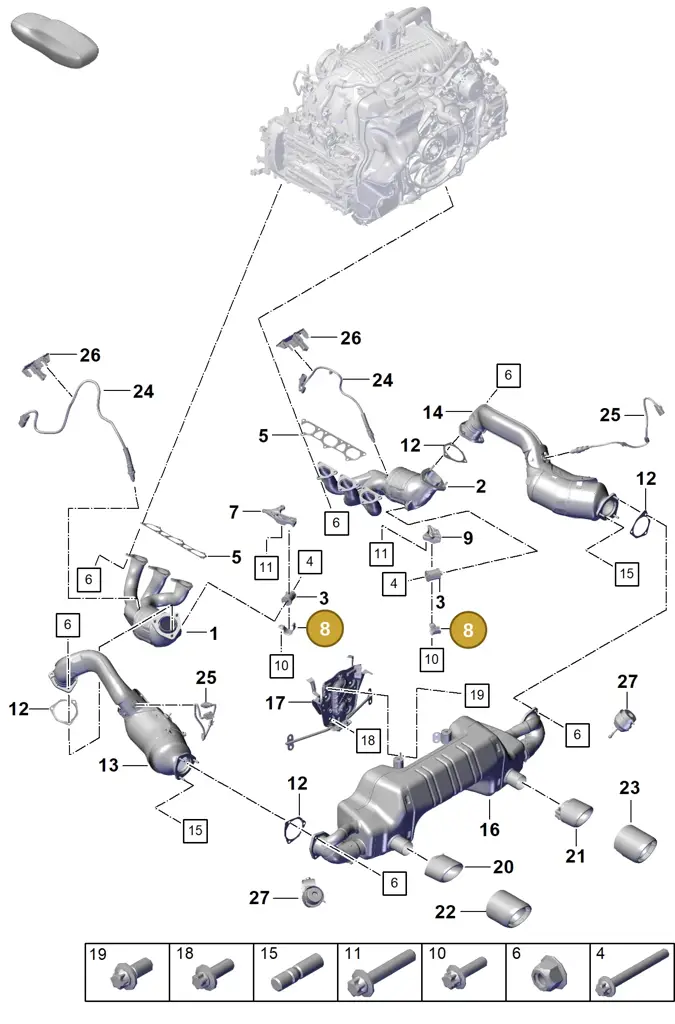 0PB253080 — Porsche Boxster Spyder (2019-2020) diagram p55000001, position 8