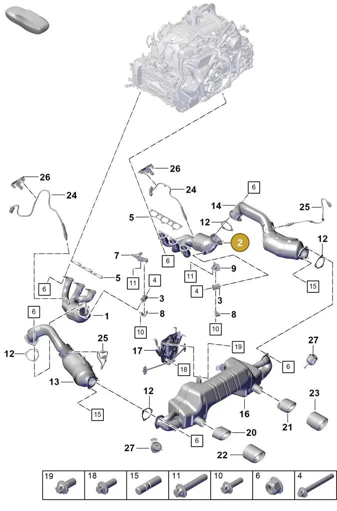 0PB254400C — Porsche Boxster Spyder (2019-2020) diagram p55000001, position 2