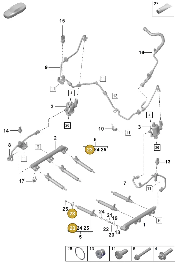 0PB825411 — Porsche 911 (2020-2022) diagram p53107000, position 23