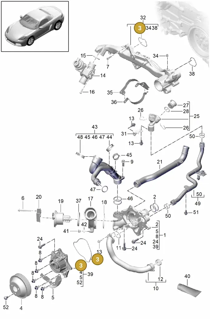0PC121091 — Porsche Boxster (2016-) diagram p48105000, position 3