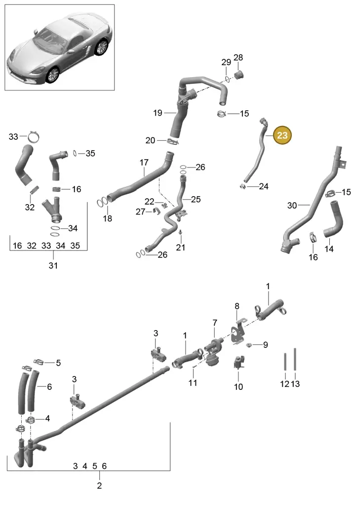 0PC121696 — Porsche Boxster (2016-) diagram p48105005, position 23