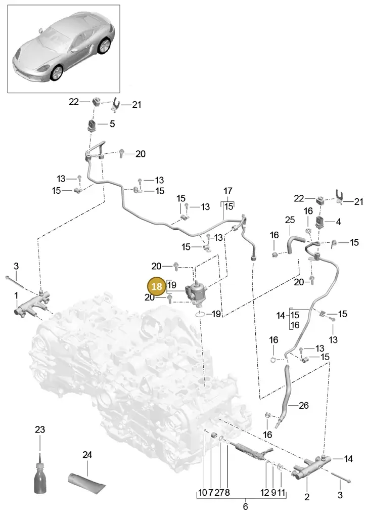 0PC127025X — Porsche Cayman (2016-2019) diagram p50107005, position 18
