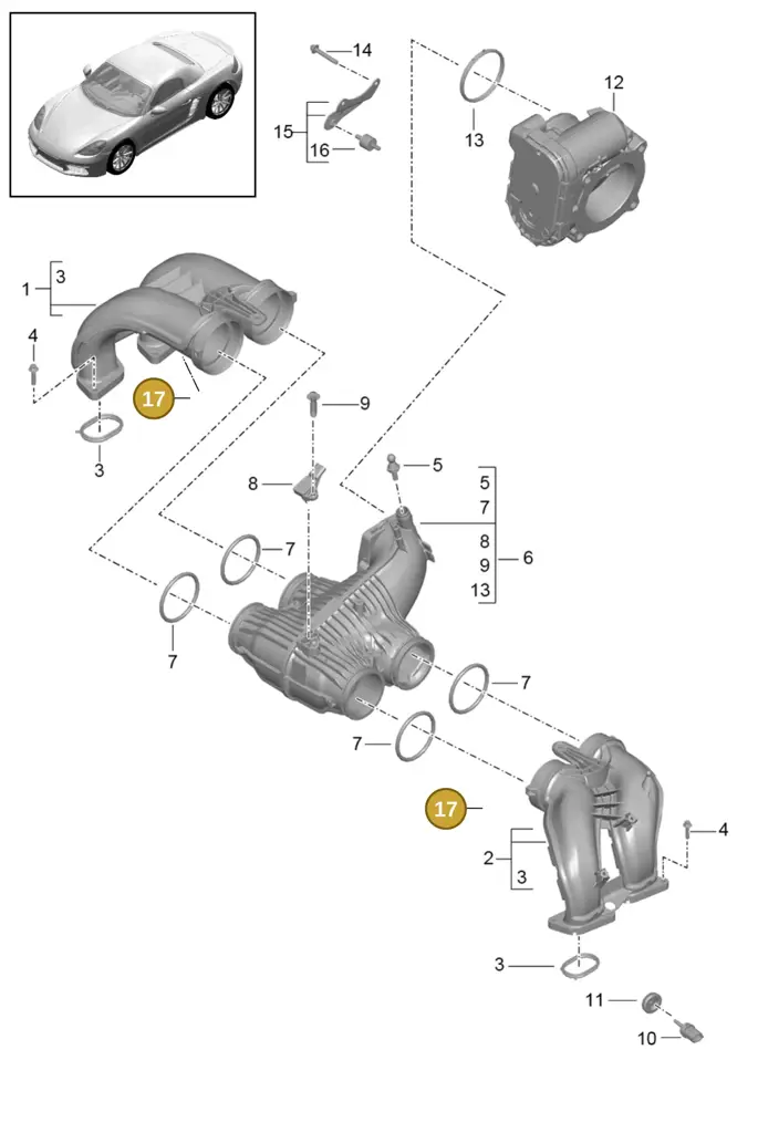 0PC129646 — Porsche Boxster (2016-2019) diagram p48107010, position 17