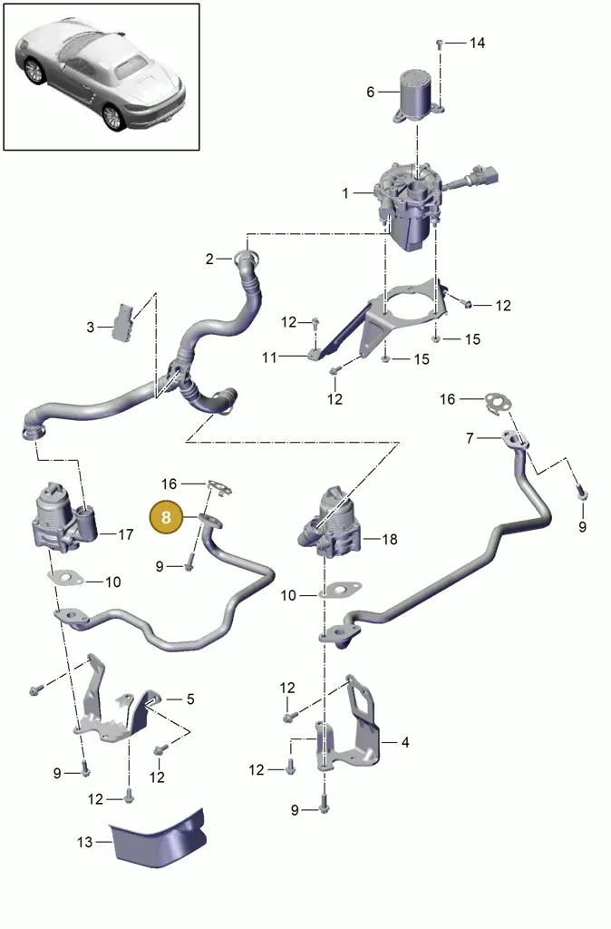 0PC131582A — Porsche Boxster (2016-) diagram p48000002, position 8