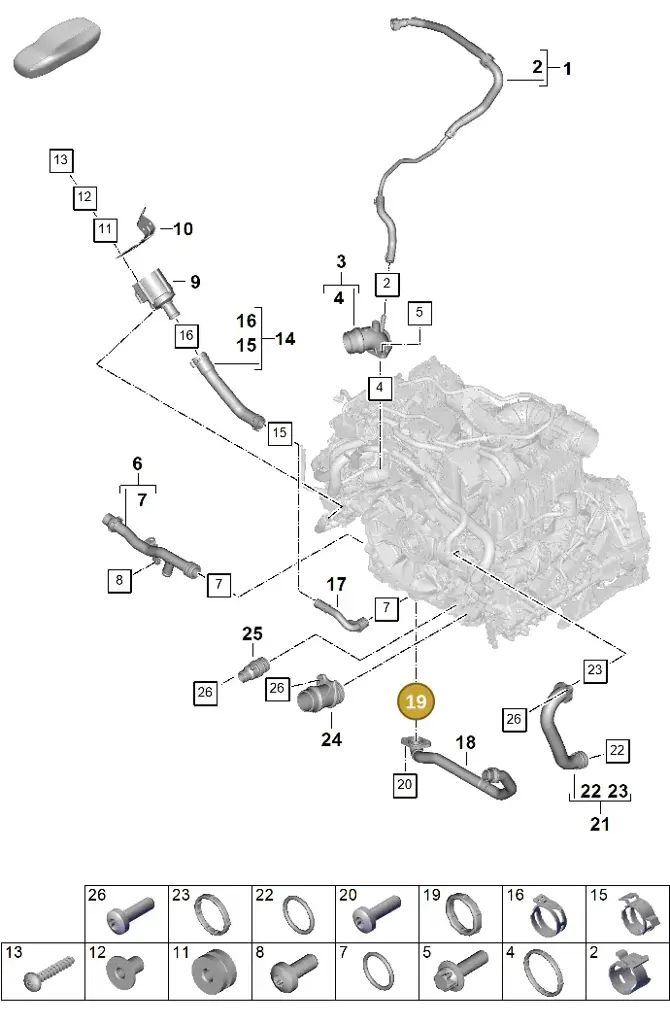 0PD121119 — Porsche 911 (2024-2025) diagram p63105070, position 19