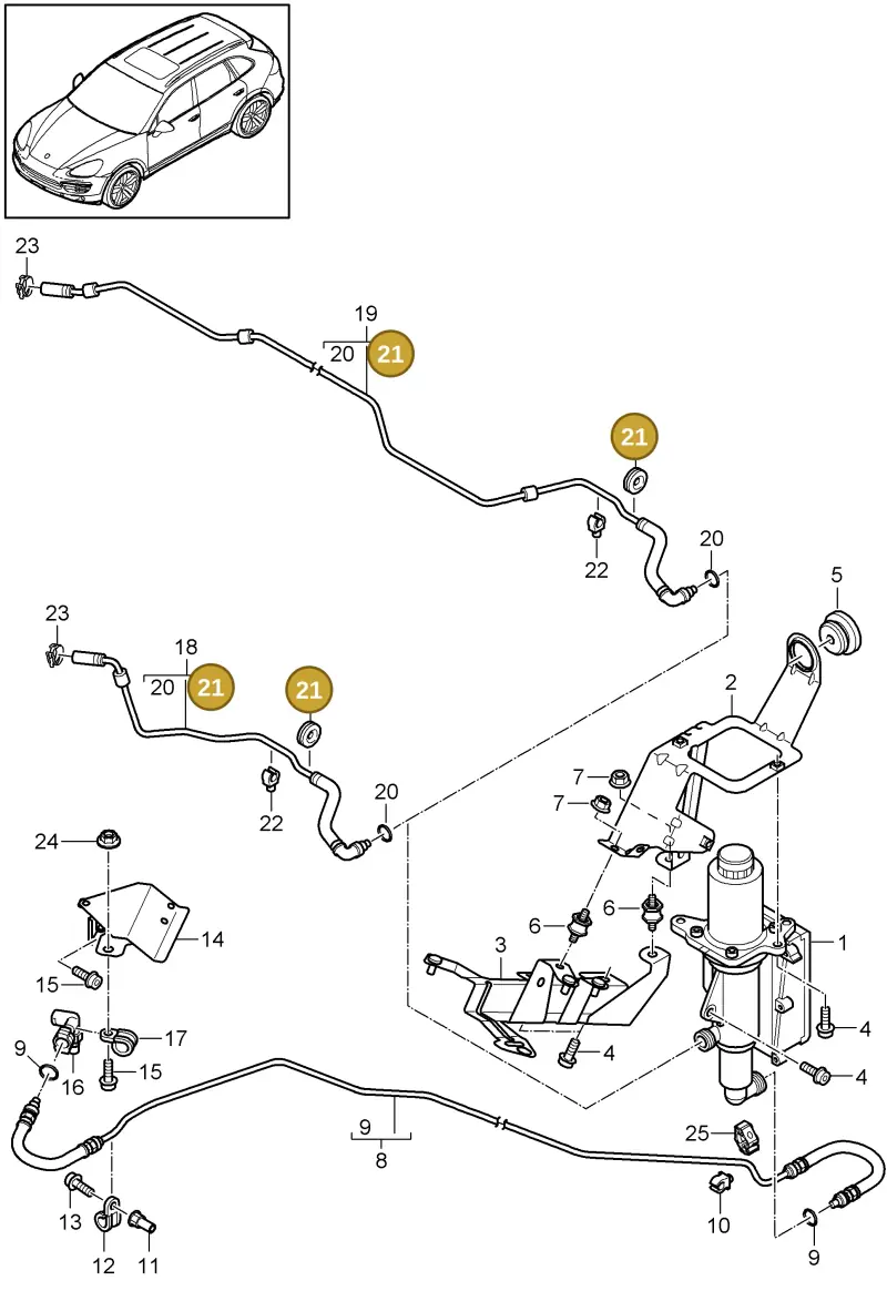 111971911A — Porsche Cayenne (2010-2018) diagram p37301020, position 21