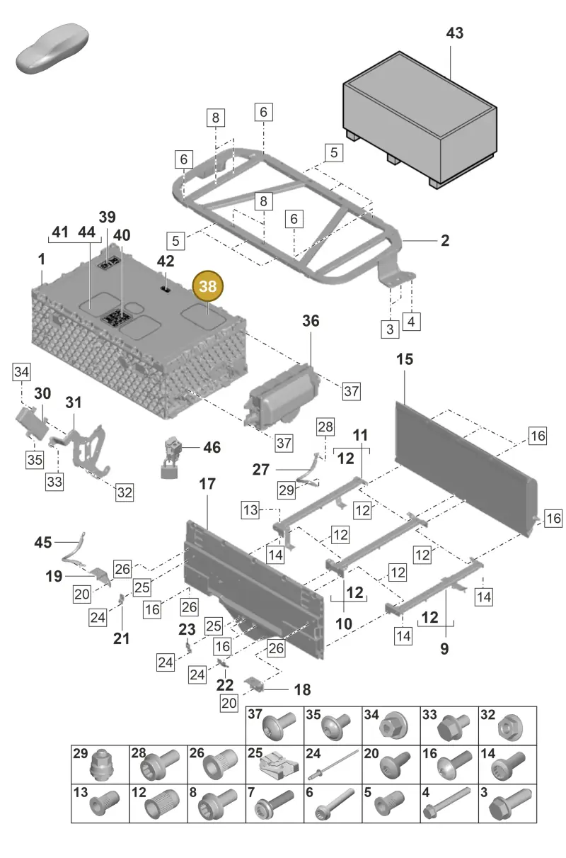 12E010849F — Porsche Panamera 4 Hybrid (2020-2023) diagram p58901040, position 38