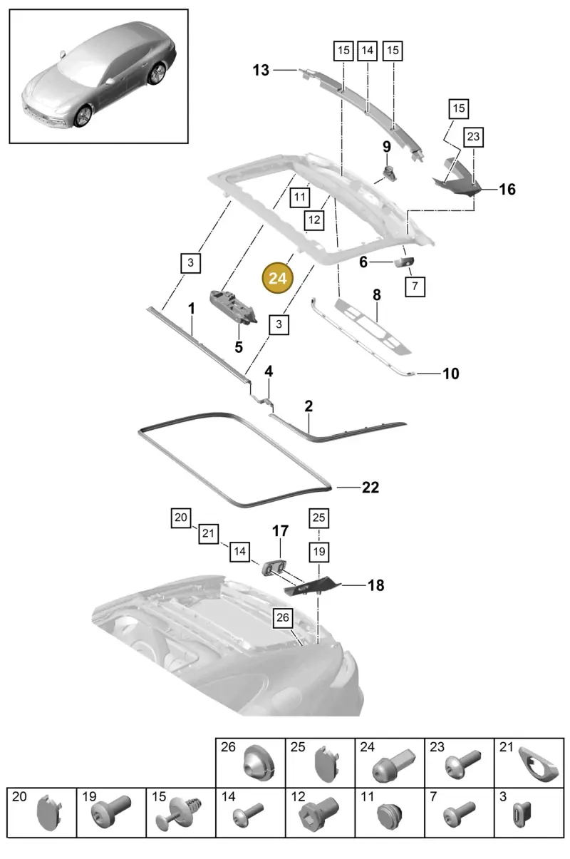 298804676 — Porsche Panamera 4 Hybrid (2016-2020) diagram p49803010, position 24