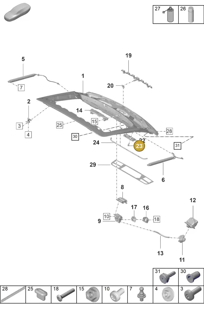 298804676 — Porsche Panamera 4 Hybrid (2020-2023) diagram p58803100, position 23