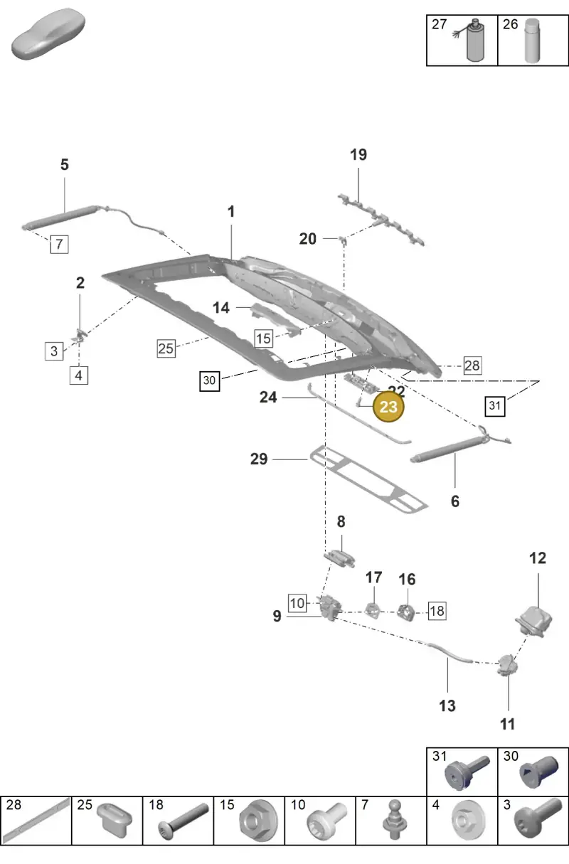 298804676 — Porsche Panamera 4 Hybrid (2020-2023) diagram p58803100, position 23