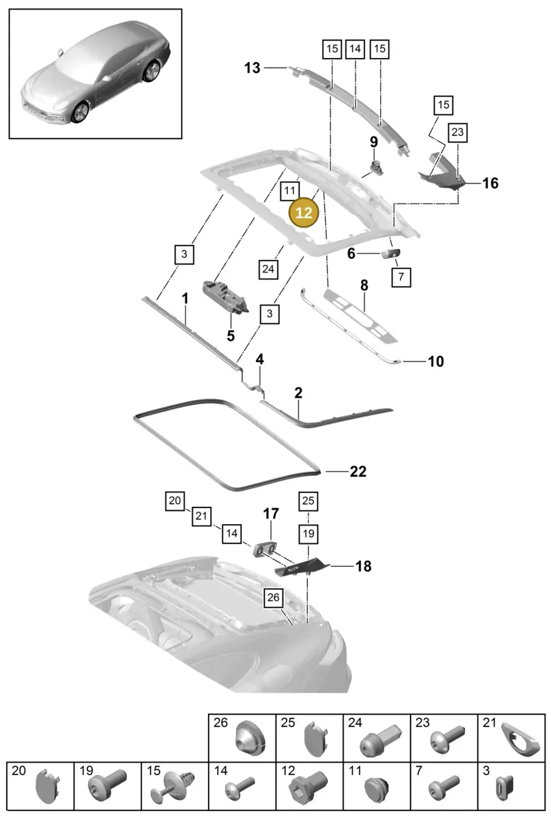 298805822 — Porsche Panamera (2016-2020) diagram p49803010, position 12