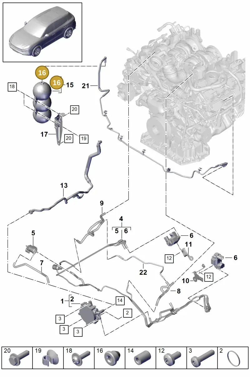 431820667 — Porsche Cayenne Diesel V6 (2017-2023) diagram p51108000, position 16