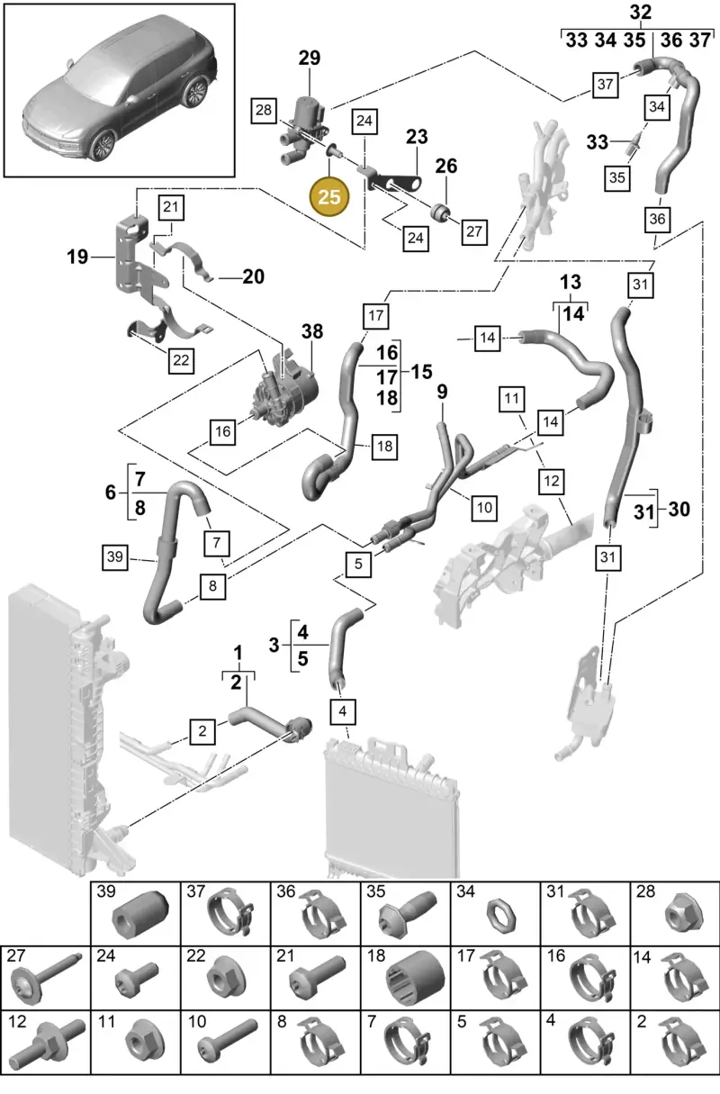 4D0614173B — Porsche Cayenne Diesel V6 (2017-2023) diagram p51105100, position 25