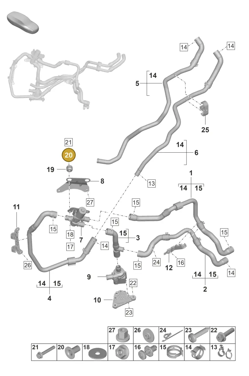 4D0614173B — Porsche Panamera 4 Hybrid (2020-2023) diagram p58813200, position 20