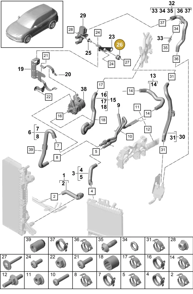 4D0614177A — Porsche Cayenne Diesel V6 (2017-2023) diagram p51105100, position 26