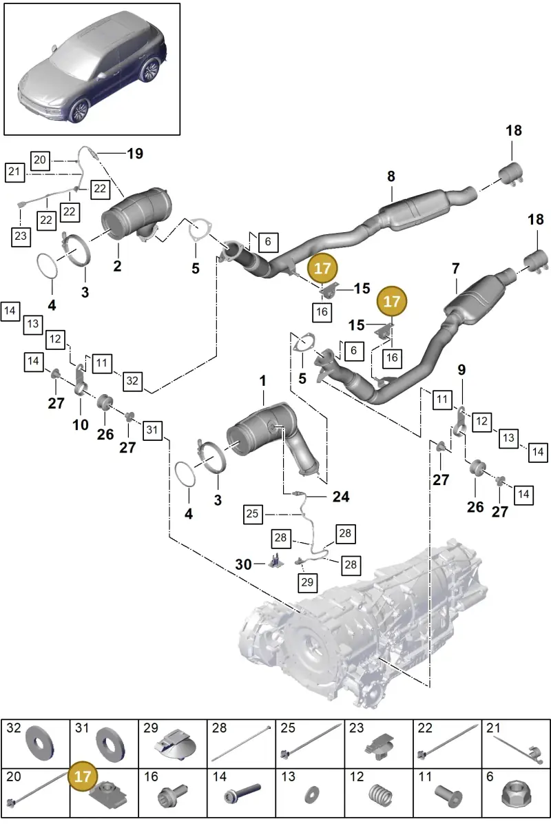 4H0821213 — Porsche Cayenne Diesel V6 (2017-2023) diagram p51202065, position 17