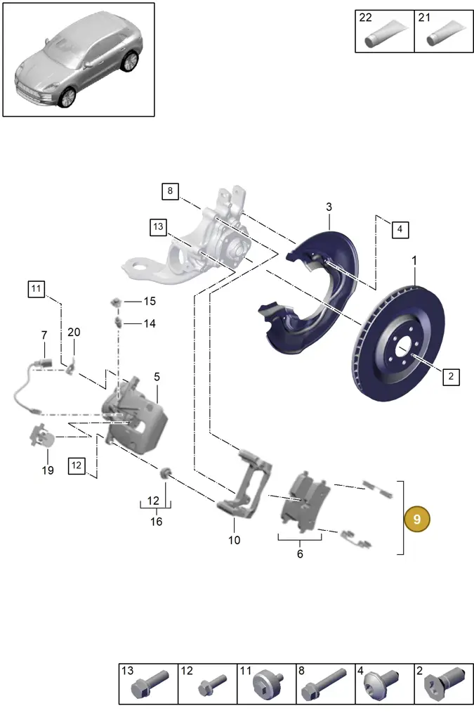 4H6615231A — Porsche Macan R4 TFSI (2018-) diagram p52000165, position 9