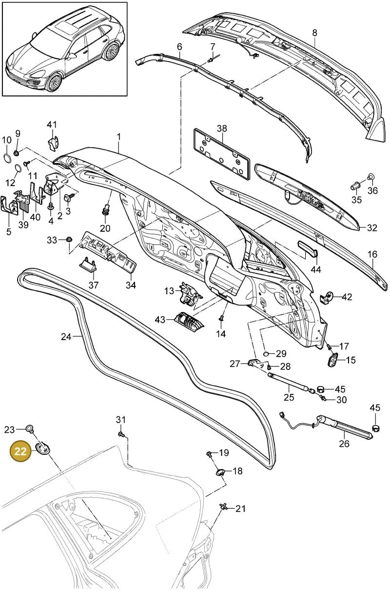7P0827517F — Porsche Cayenne (2010-2018) diagram p37803005, position 22