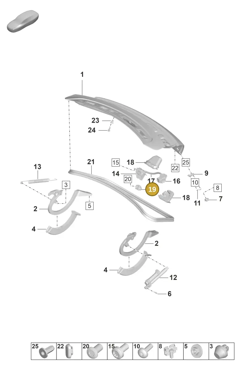 7P0827517F — Porsche Taycan Sport Turismo (2019-2024) diagram p56803010, position 19