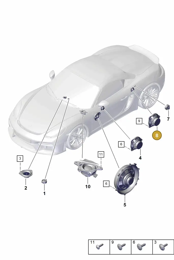 7PP035416B — Porsche Boxster Spyder (2019-2020) diagram p54911050, position 8