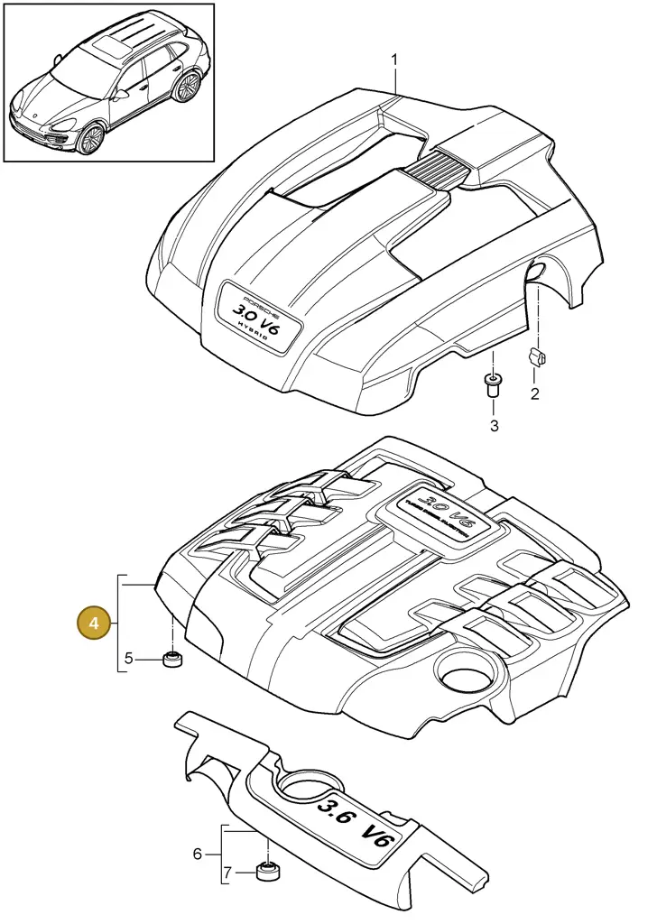 7PP103925F — Porsche Cayenne (2010-2018) diagram p37103040, position 4