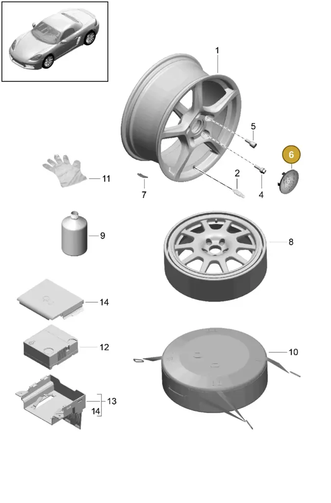 7PP601149H — Porsche Boxster (2016-) diagram p48601000, position 6