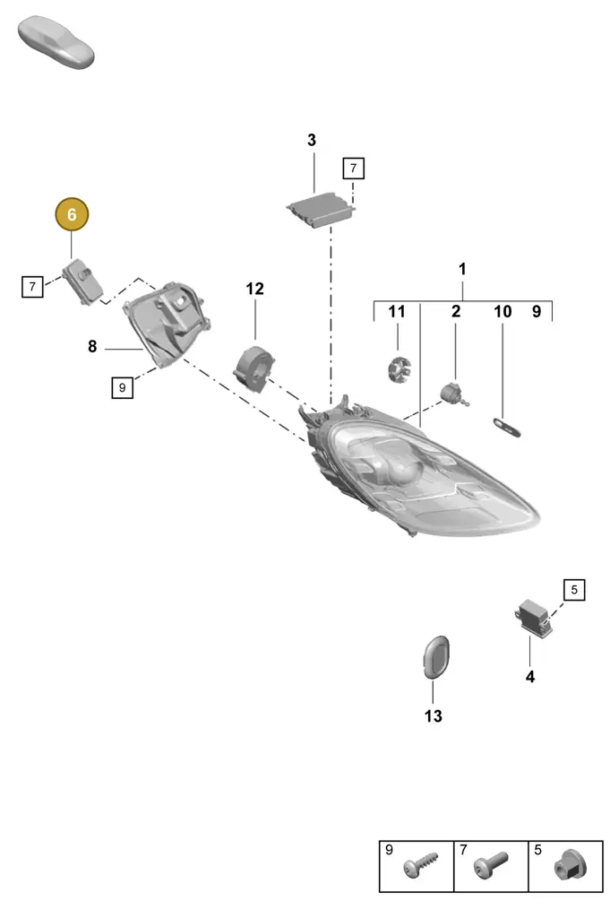 7PP941329T — Porsche Boxster Spyder (2019-2020) diagram p55905030, position 6