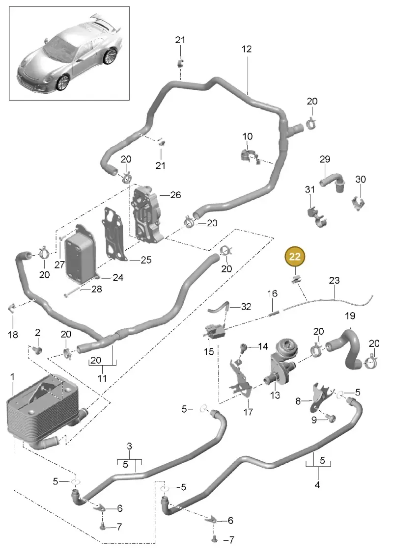 811971848B — Porsche 991 R (2013-2020) diagram p41360000, position 22