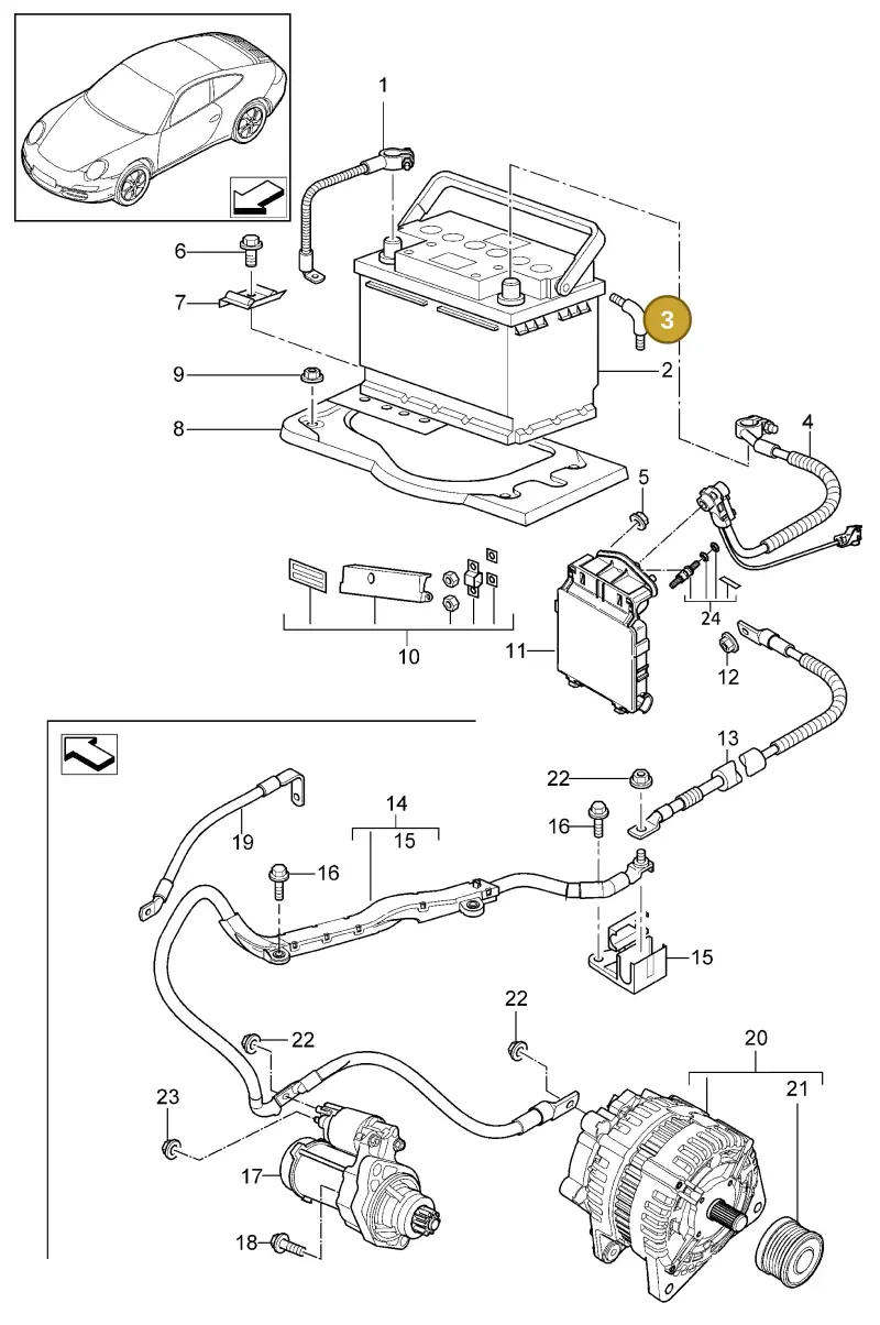 893915507 — Porsche 911 Carrera (2008-2012) diagram p32902005, position 3