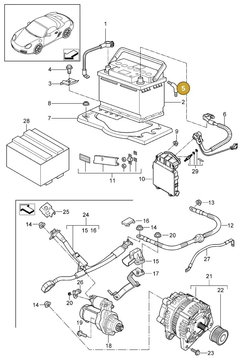 893915507 — Porsche Boxster S (2008-2012) diagram p33902005, position 5