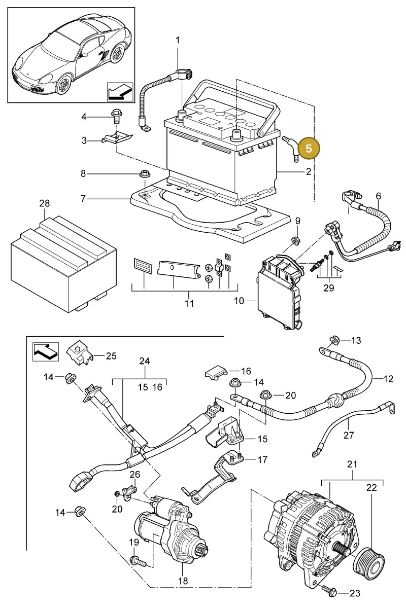893915507 — Porsche Cayman (2008-2012) diagram p34902005, position 5