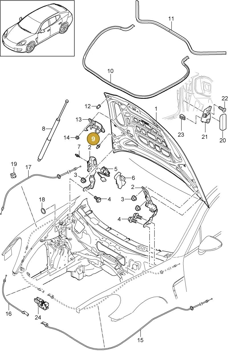 895827439D — Porsche Panamera (2009-2016) diagram p35803000, position 9