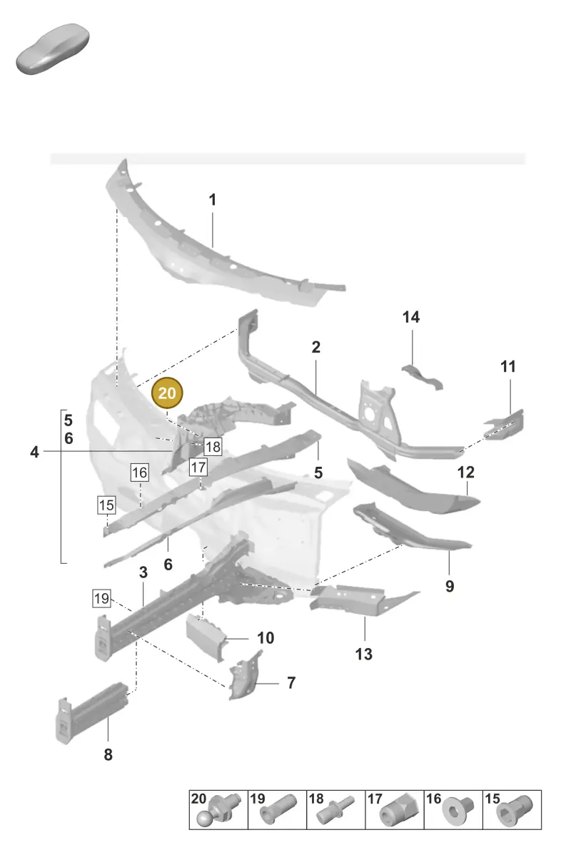 895827439D — Porsche Taycan Sport Turismo (2019-2024) diagram p56801100, position 20