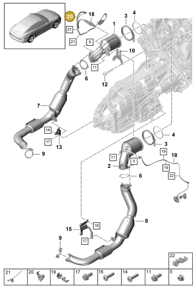 8E0201449R — Porsche Panamera 4 Hybrid (2016-2020) diagram p49202060, position 20