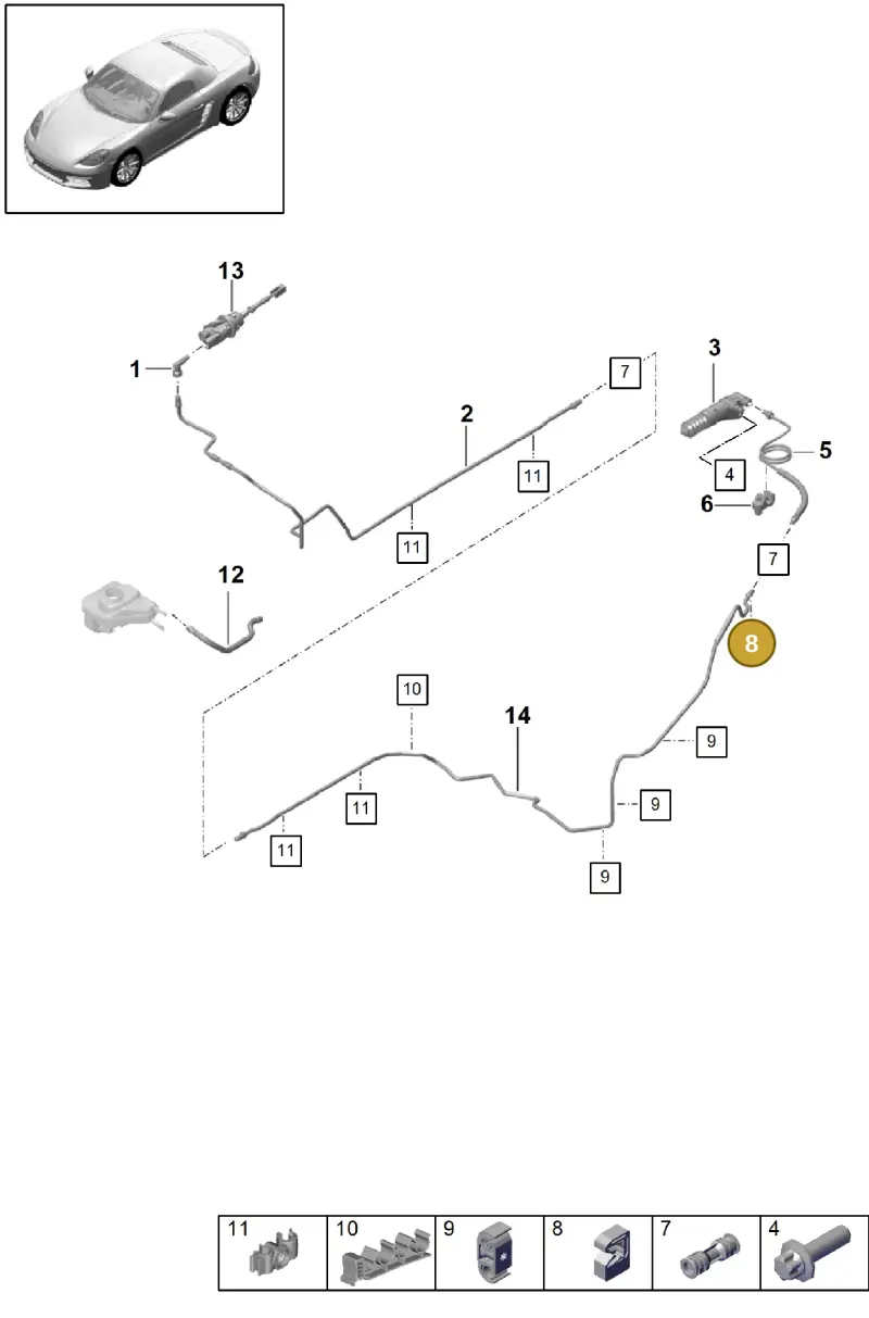 8E0611797D — Porsche Boxster (2016-) diagram p48703100, position 8