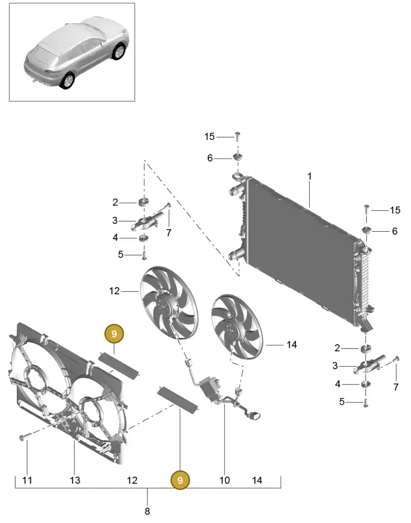 8K0121223A — Porsche Macan GTS (2013-2018) diagram p44105037, position 9