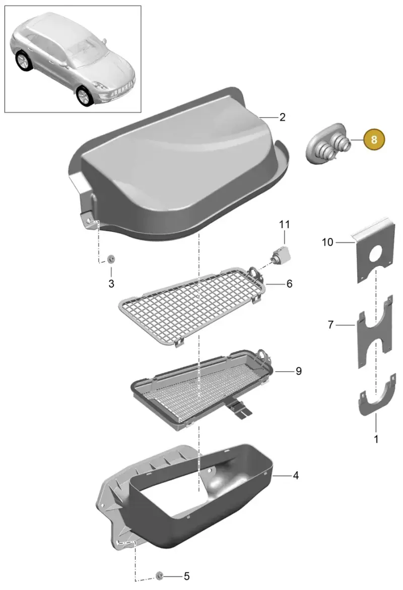 8K0819699A — Porsche Macan GTS (2013-2018) diagram p44813090, position 8