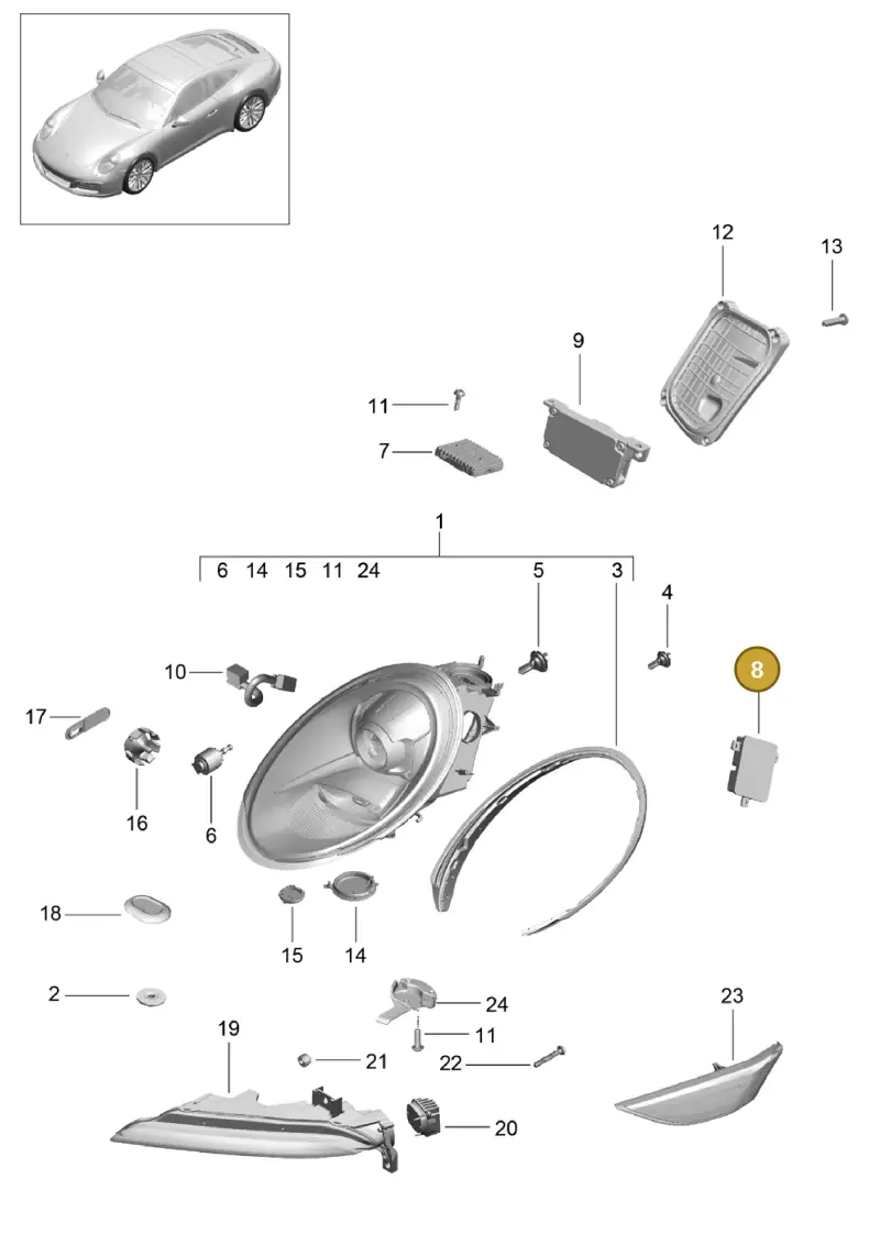 8K0941597E — Porsche 991 II Carrera 4 (2016-2019) diagram p47905000, position 8