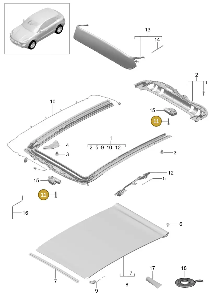 8K9898057B — Porsche Macan GTS (2013-2018) diagram p44811005, position 11
