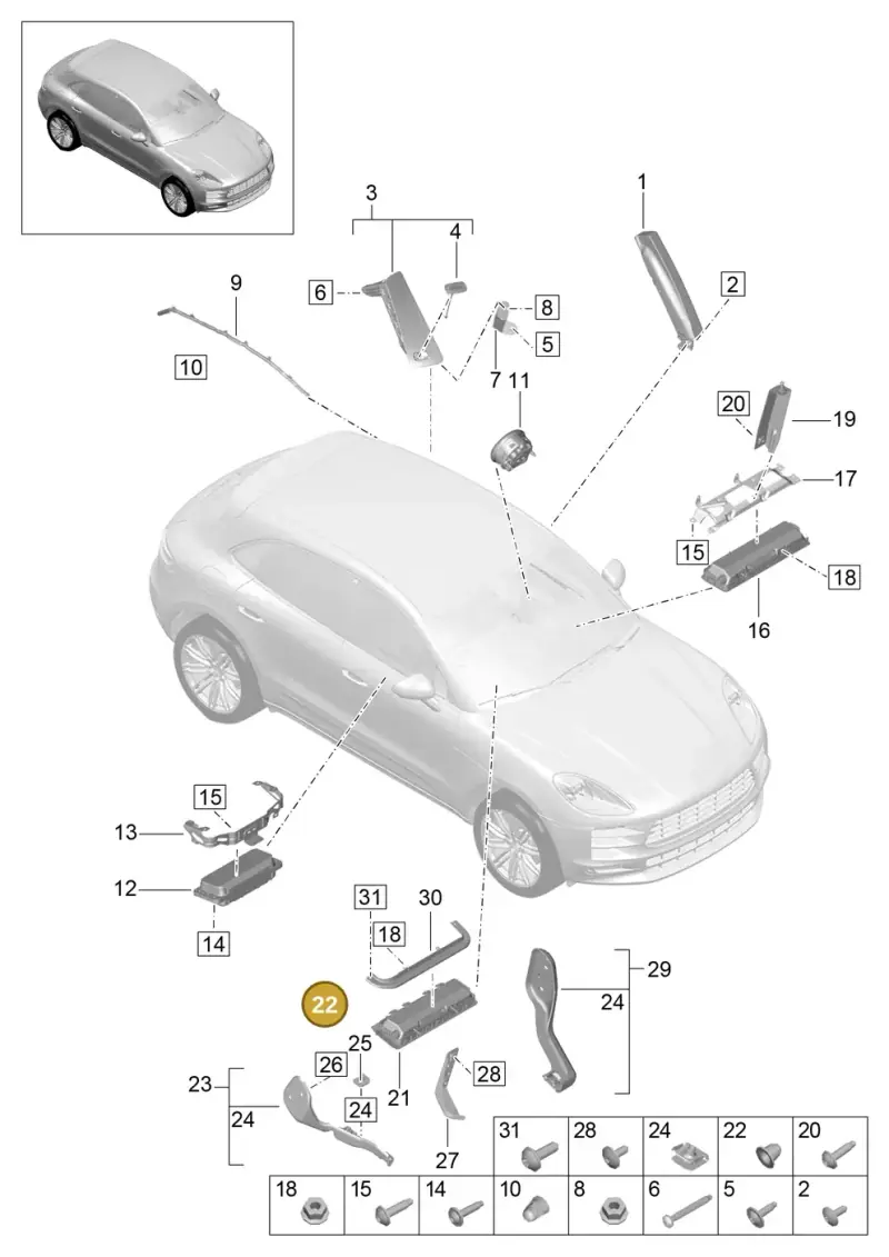 8T0857949 — Porsche Macan R4 TFSI (2018-) diagram p52000227, position 22